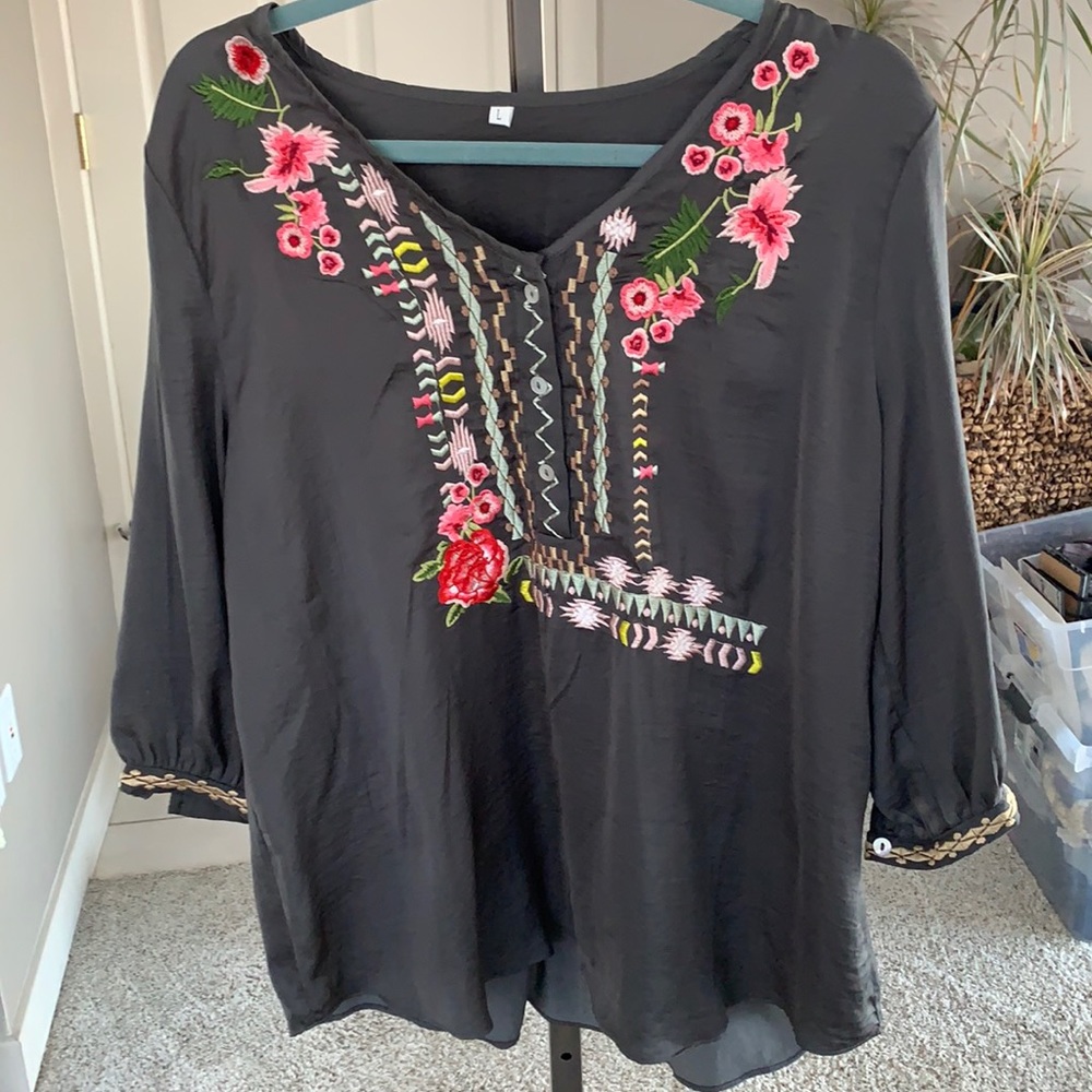 Beautiful silky embroidered blouse